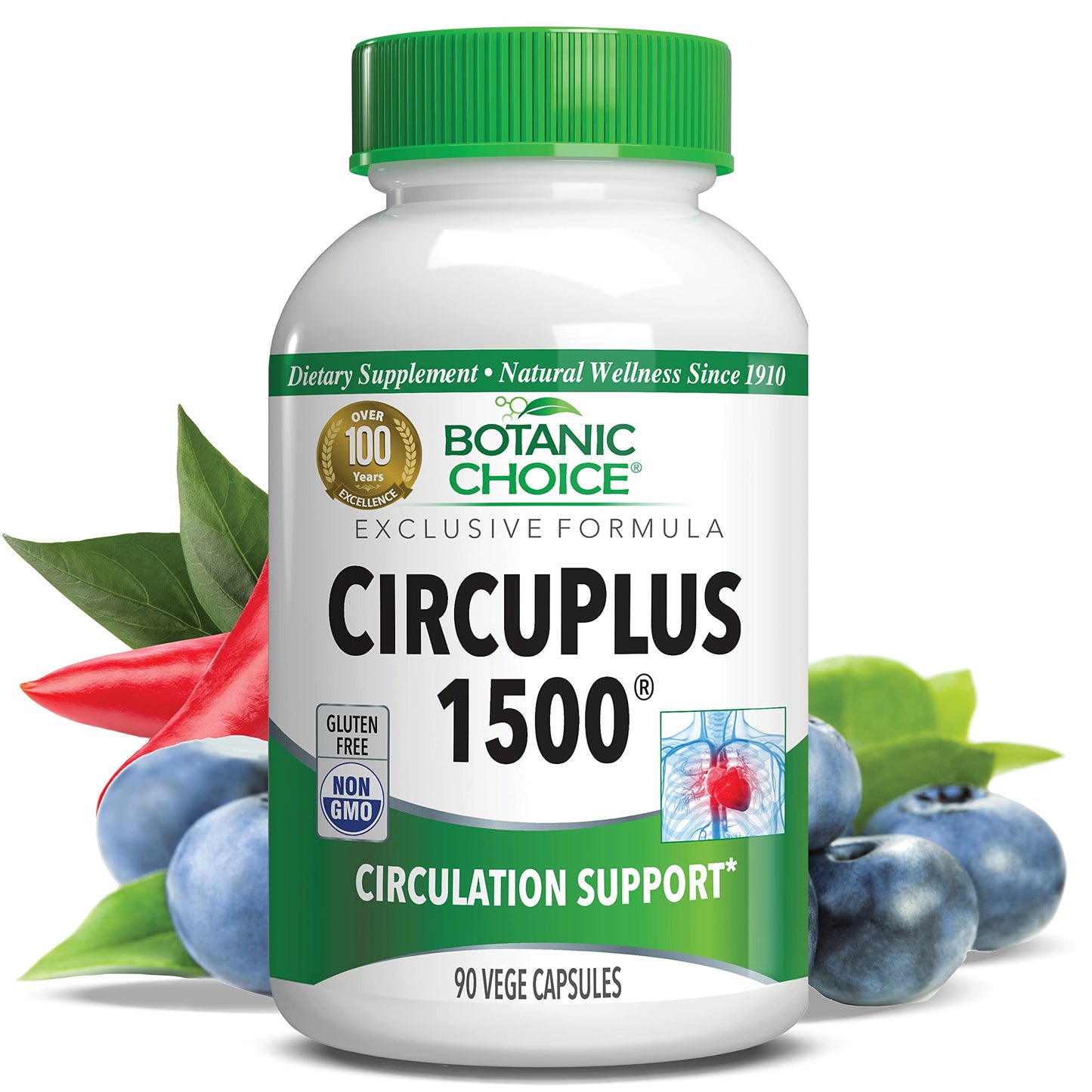 Botanic Choice CircuPlus 1500 Heart Health & Circulation and Vein Support Capsule, 90 Count