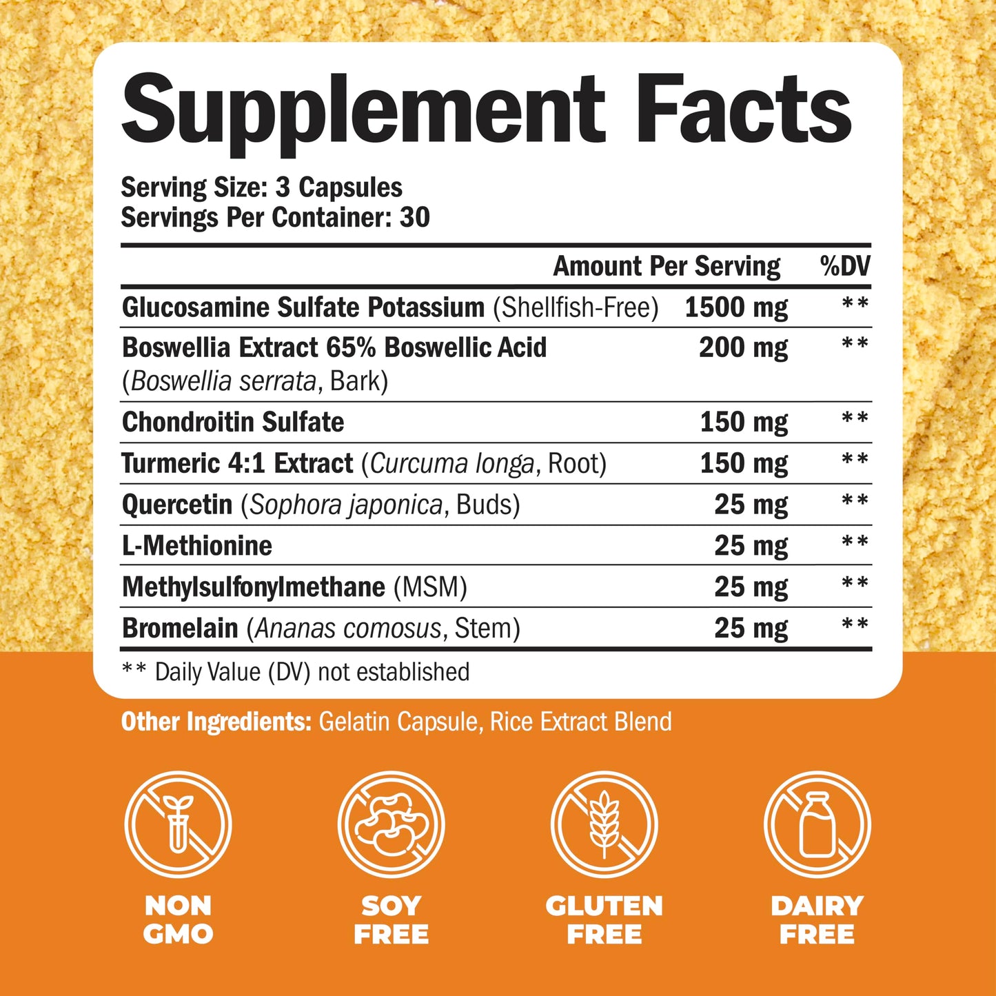 Vimerson Health Turmeric Curcumin Supplement with Boswellia Serrata Extract & Glucosamine Chondroitin MSM Capsule, 1 Count