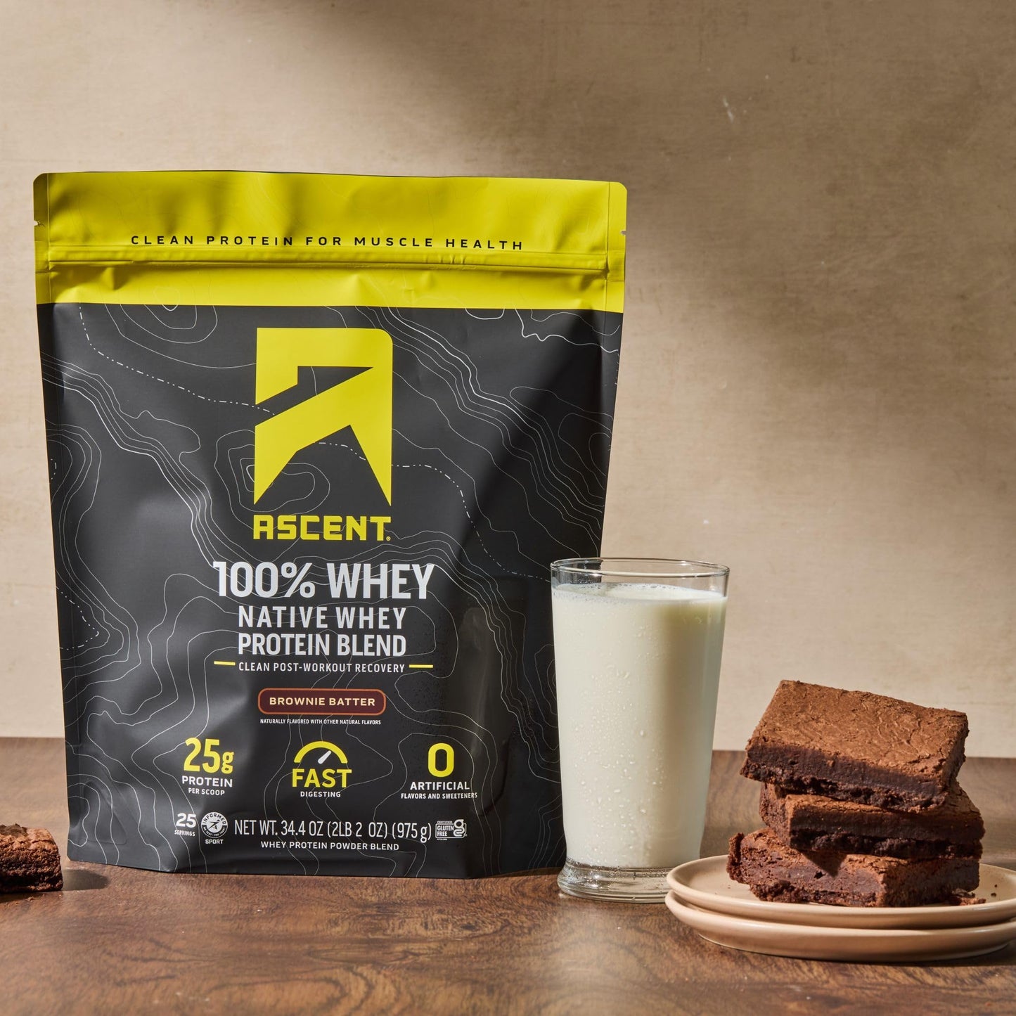 Ascent 100% Whey Protein Powder Brownie Batter, 27.2 oz