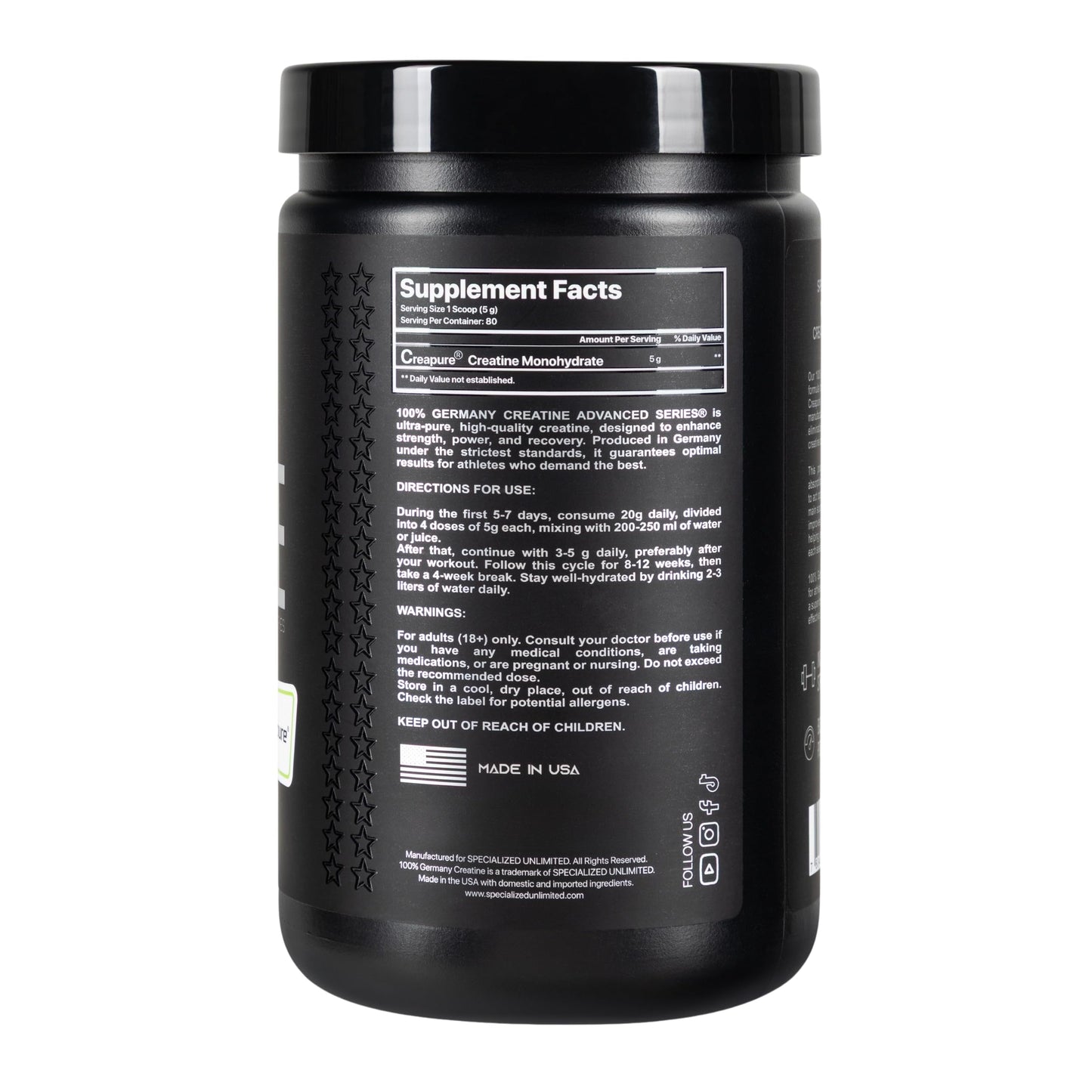 Specialized Unlimited Creatine Monohydrate Powder 14.11 oz