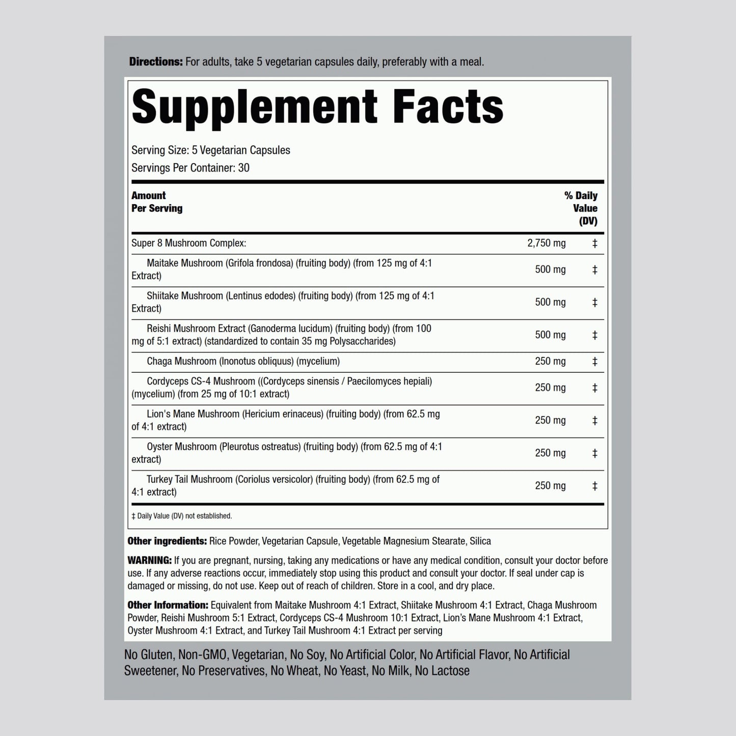 Piping Rock Mushroom Complex Capsules 150 Count