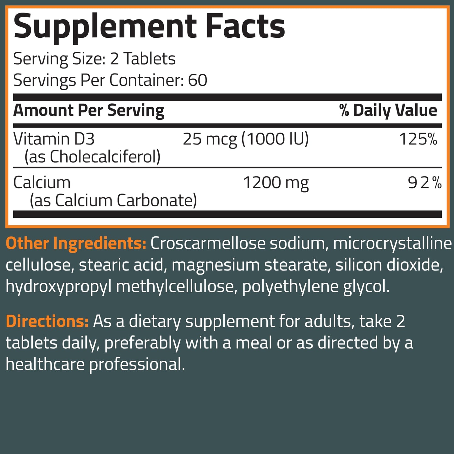 Bronson Calcium 1200mg Plus Vitamin D3 1000 IU High Potency Formula, Non-GMO, 120 Tablets