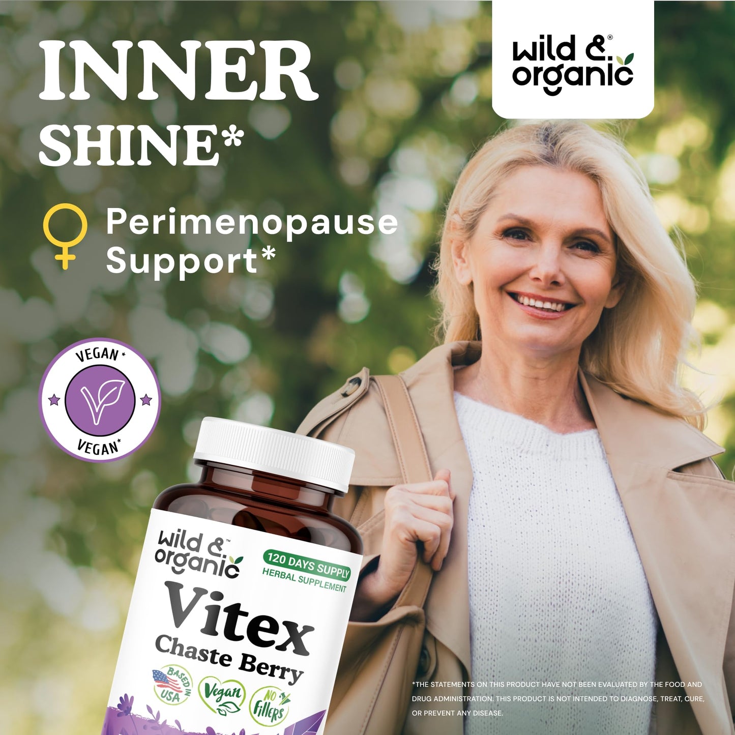 Wild & Organic Vitex Chasteberry Capsules 120 Count