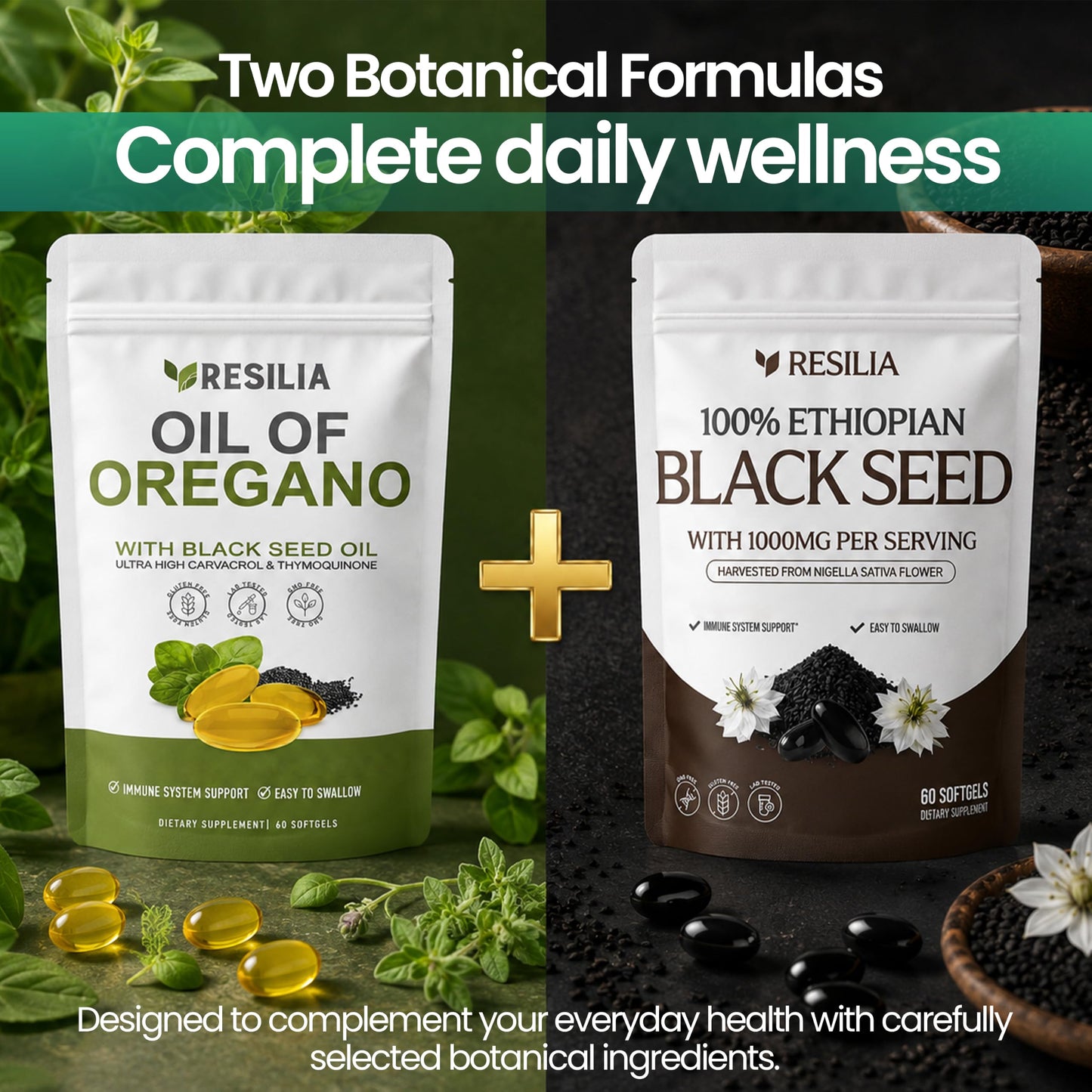Resilia Oil Of Oregano Oregano Oil and Ethiopian Black Seed Oil Capsules – 60 Count