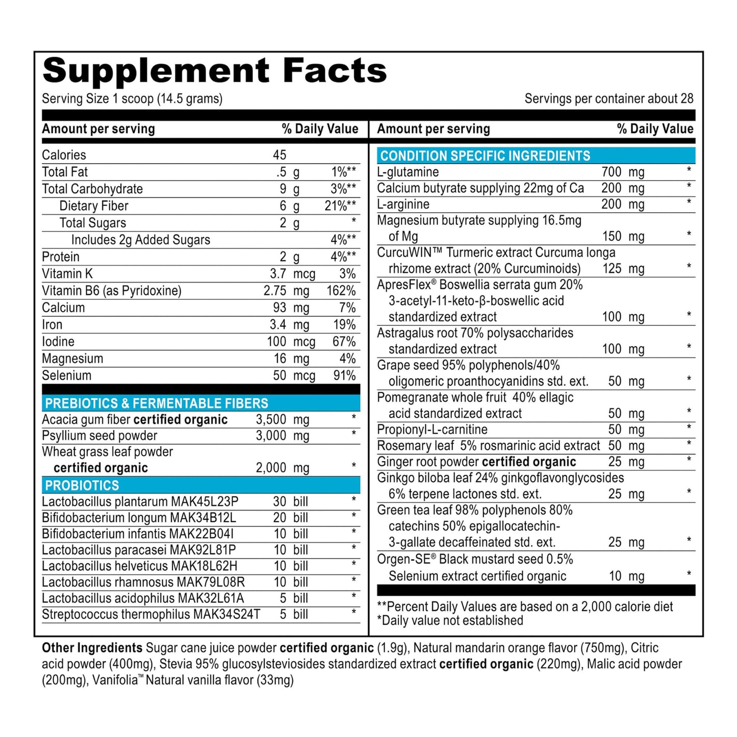 Vibrant Health Digestive Vibrance Probiotic Powder, 7.21 oz, 100 Billion Probiotics per Serving, 14 Servings