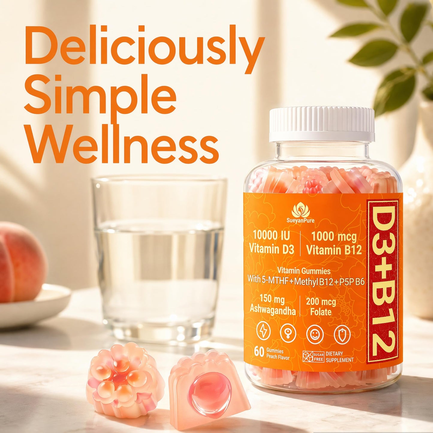 SueyanPure D3 + B12 Gummies 60 Count