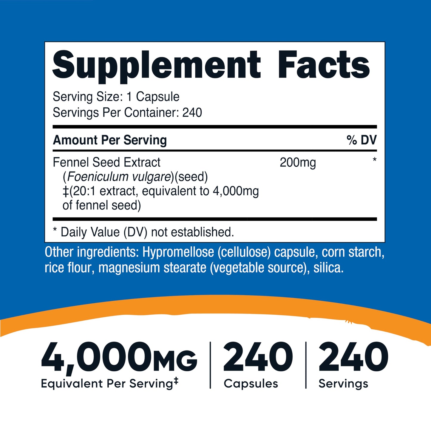 Nutricost Fennel Seed Extract 240 Capsules