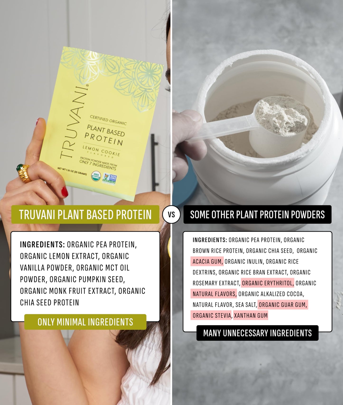 Truvani Vegan Pea Protein Powder Lemon Cookie, 20 Servings