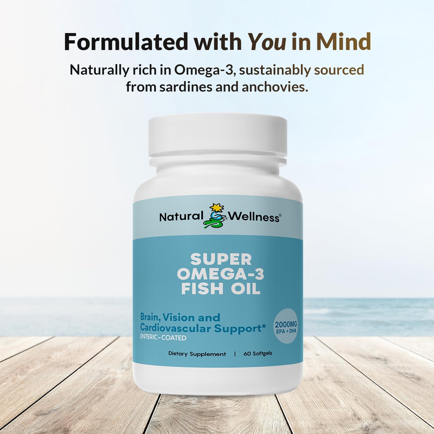 Natural Wellness Super Omega-3 Fish Oil Softgels 60 Count