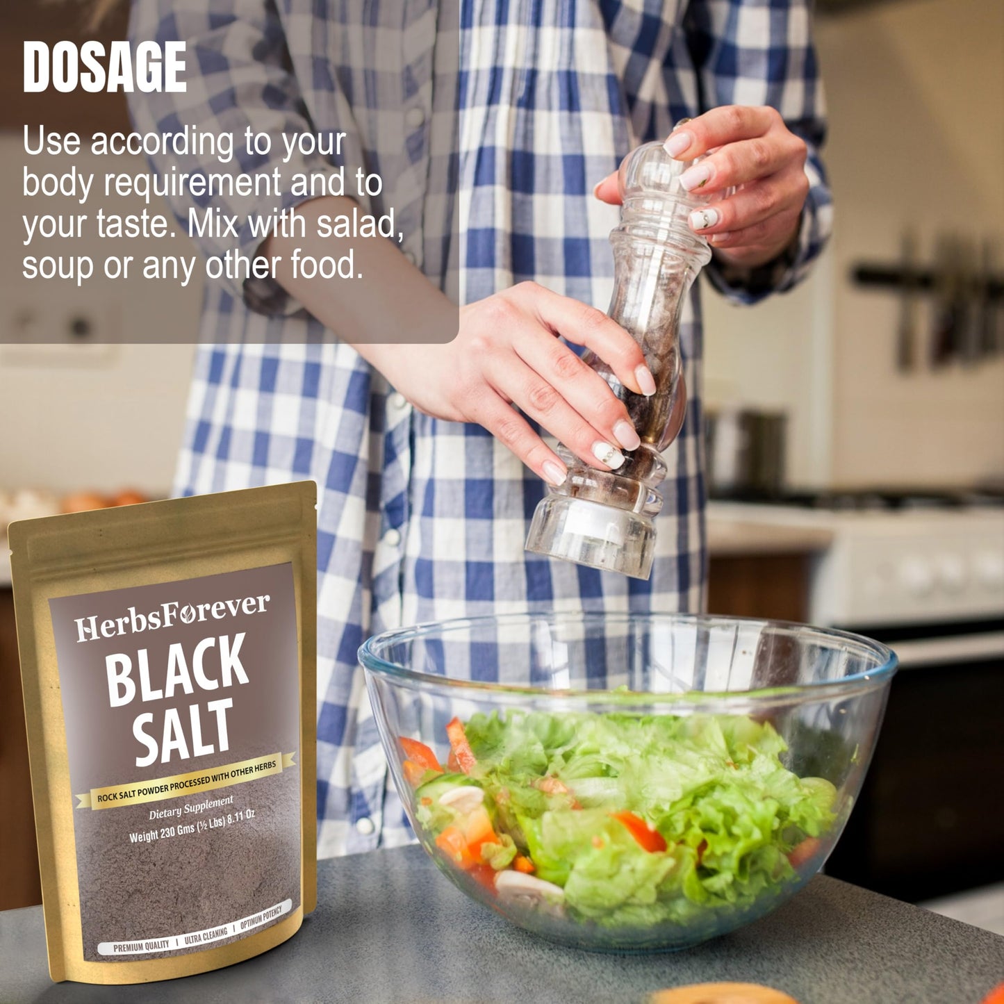 Herbsforever Black Salt Kala Namak Mineral Powder 8.11 Ounce