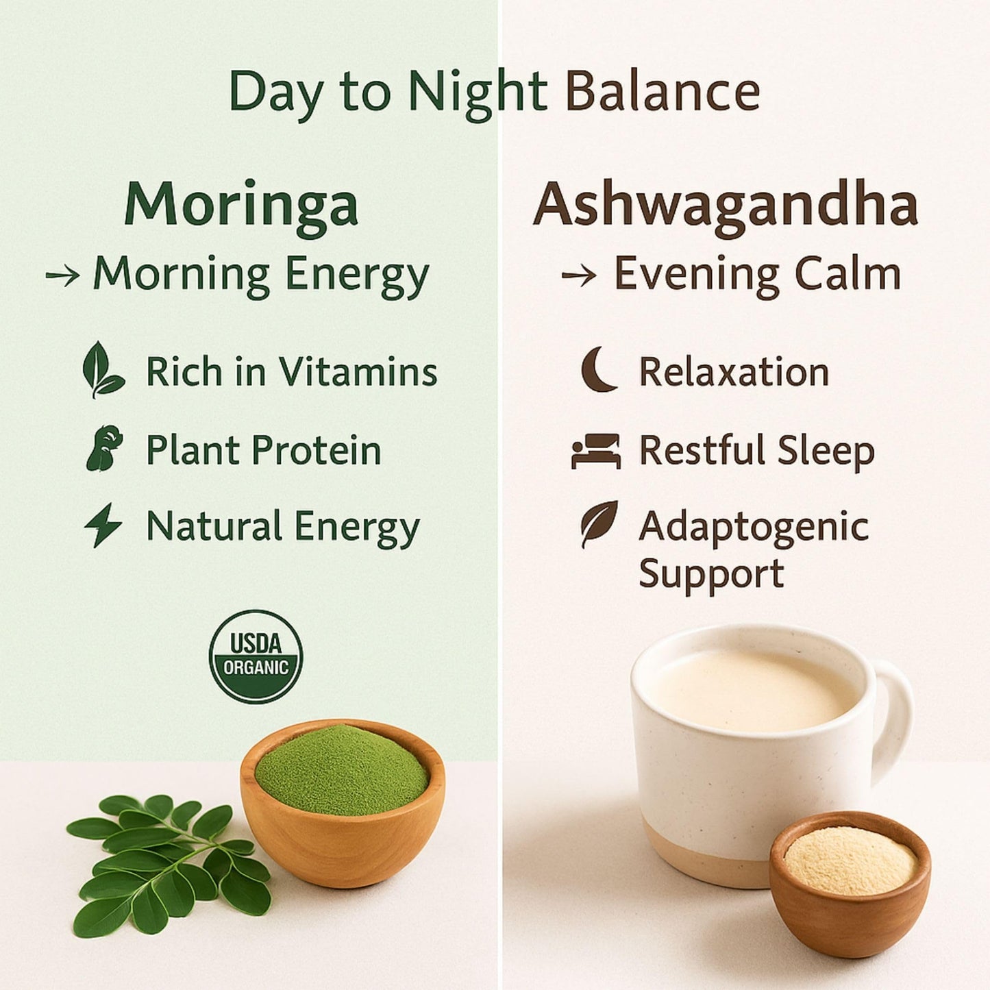 SPICY ORGANIC Organic Moringa & Ashwagandha Powder Bundle, 32 oz