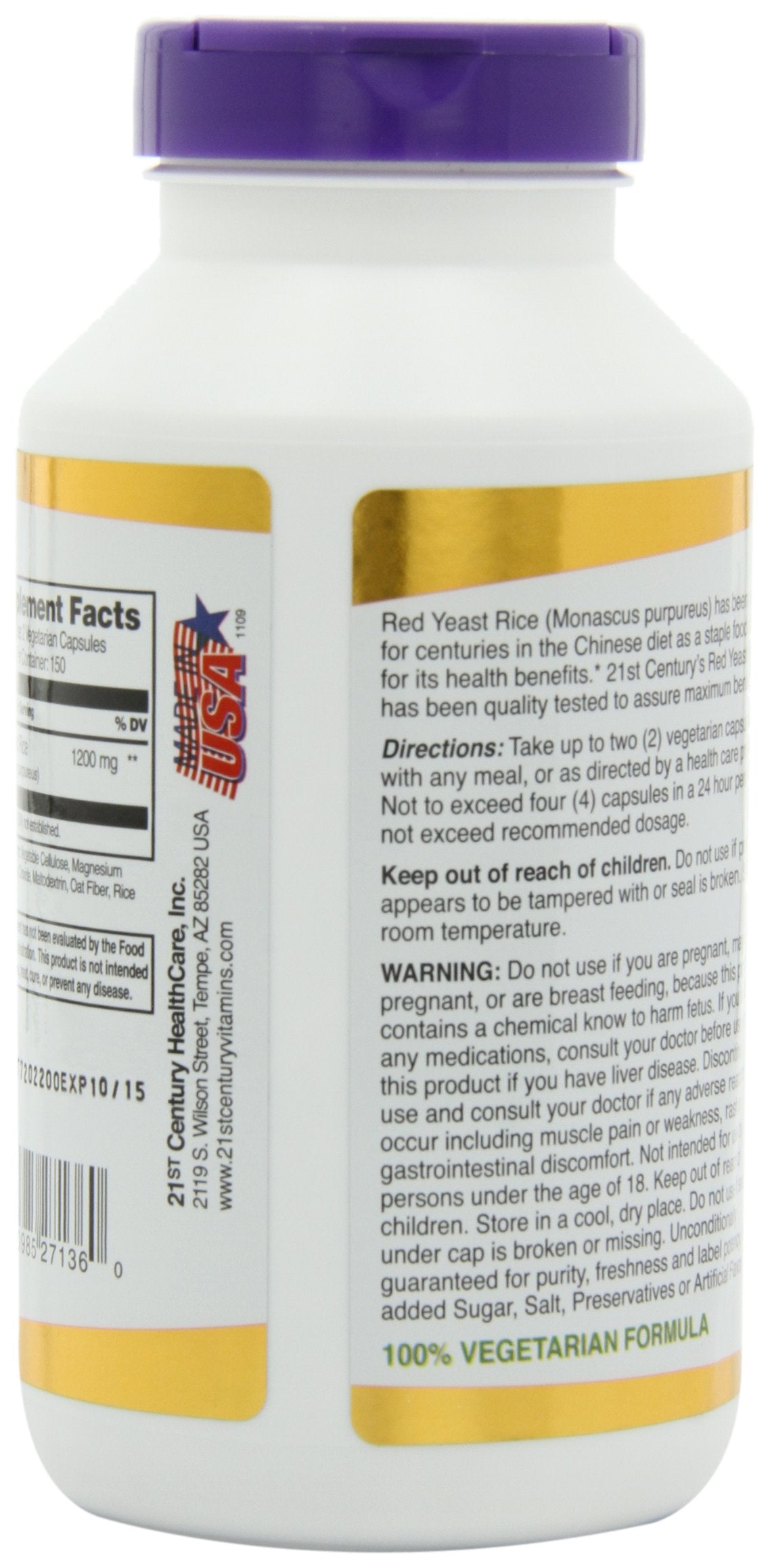 21st Century Red Yeast Rice Extract Veg Capsules, 300 Count