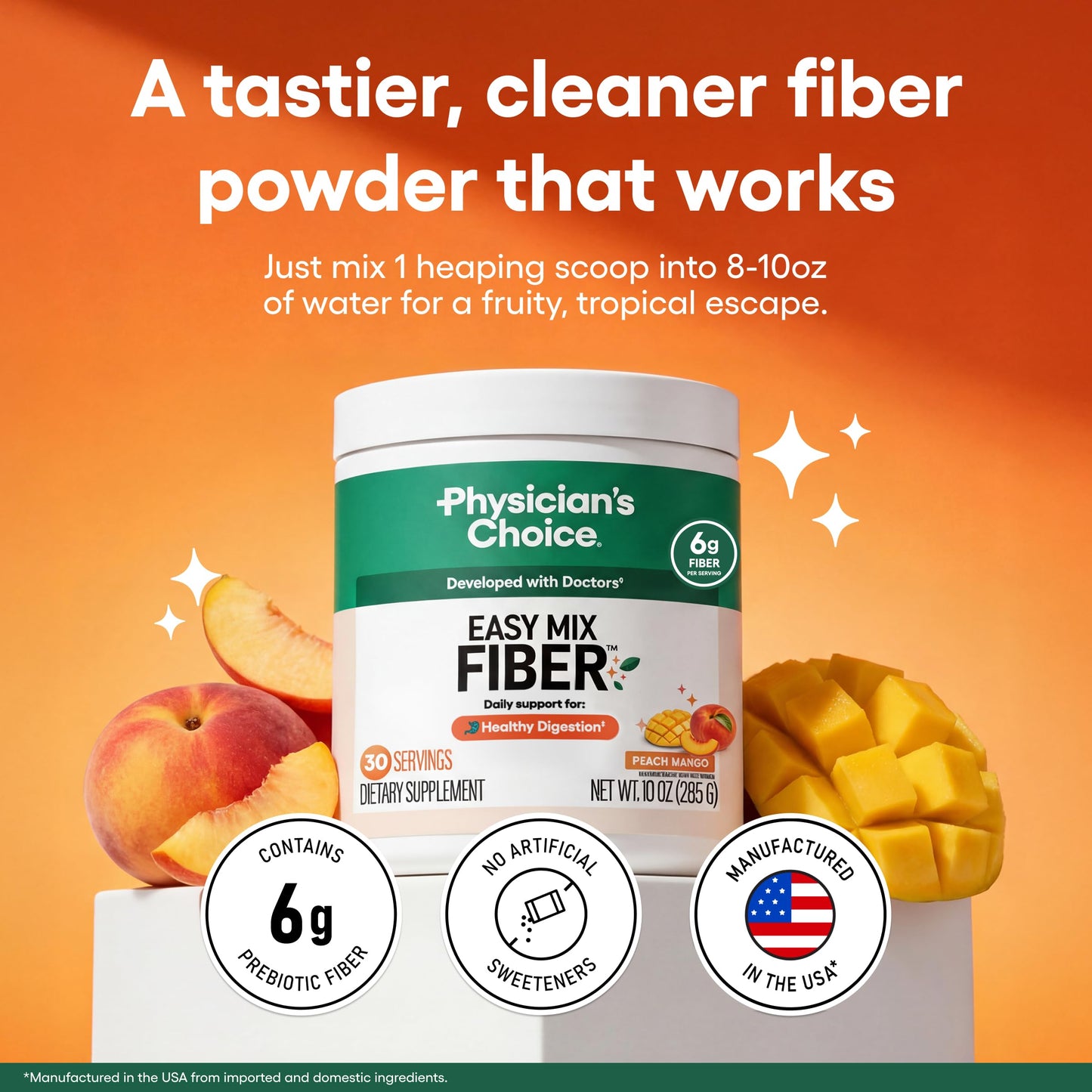 Physician's CHOICE Easy Mix Fiber for GLP-1 Support Powder, 10 Servings
