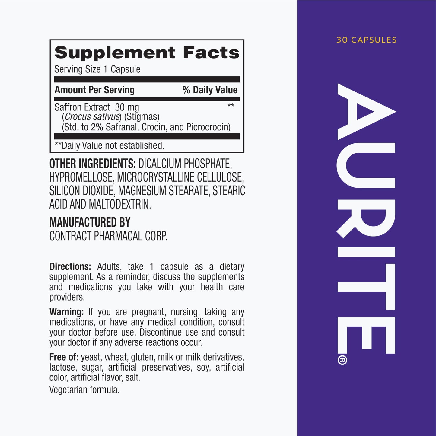 Aurite Saffron Capsule 30 Count