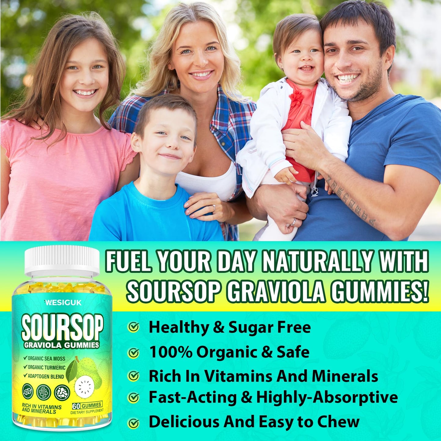 Wesiguk Soursop Gummies 60 Gummies