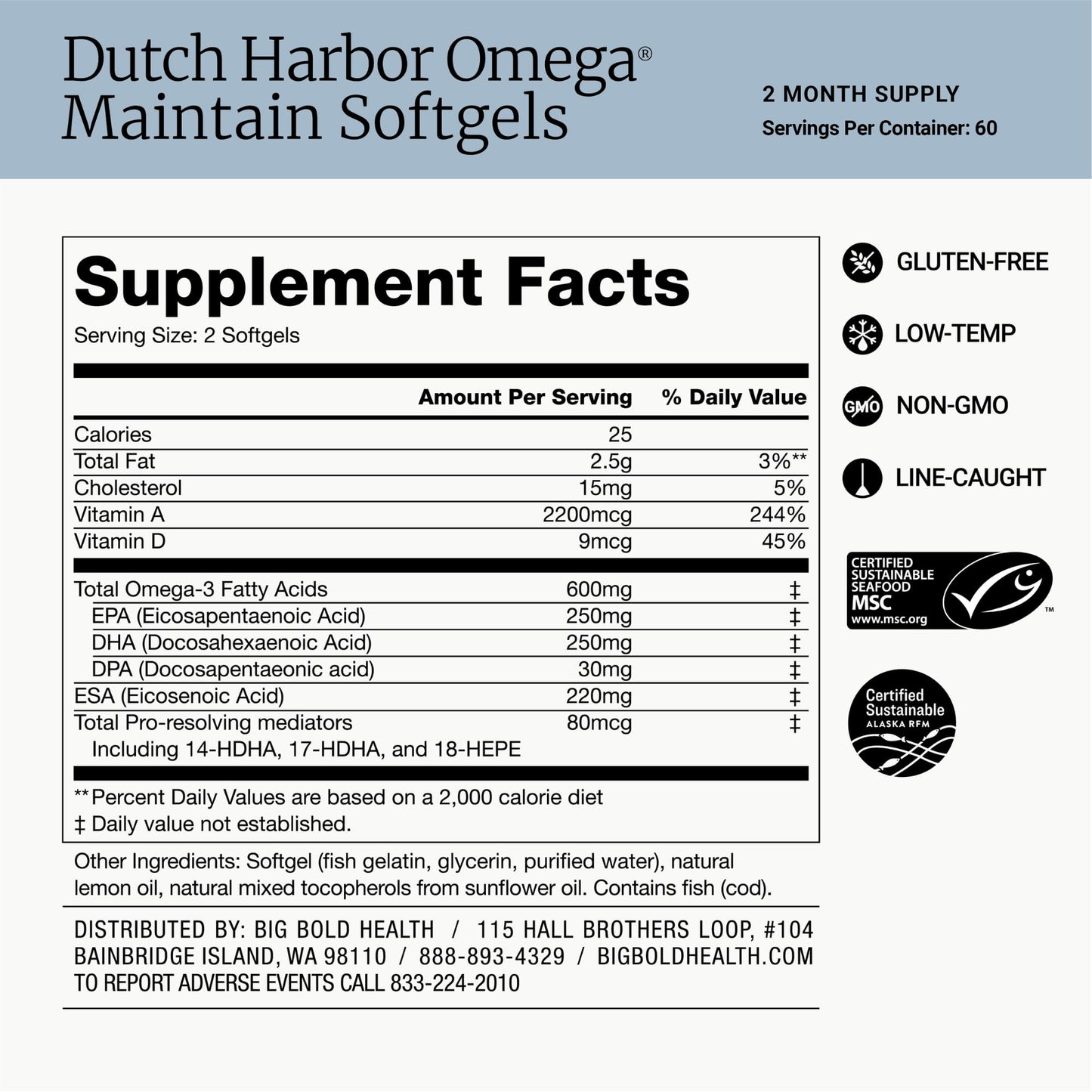 BIG BOLD HEALTH Dutch Harbor Omega Maintain Softgels 120 Count