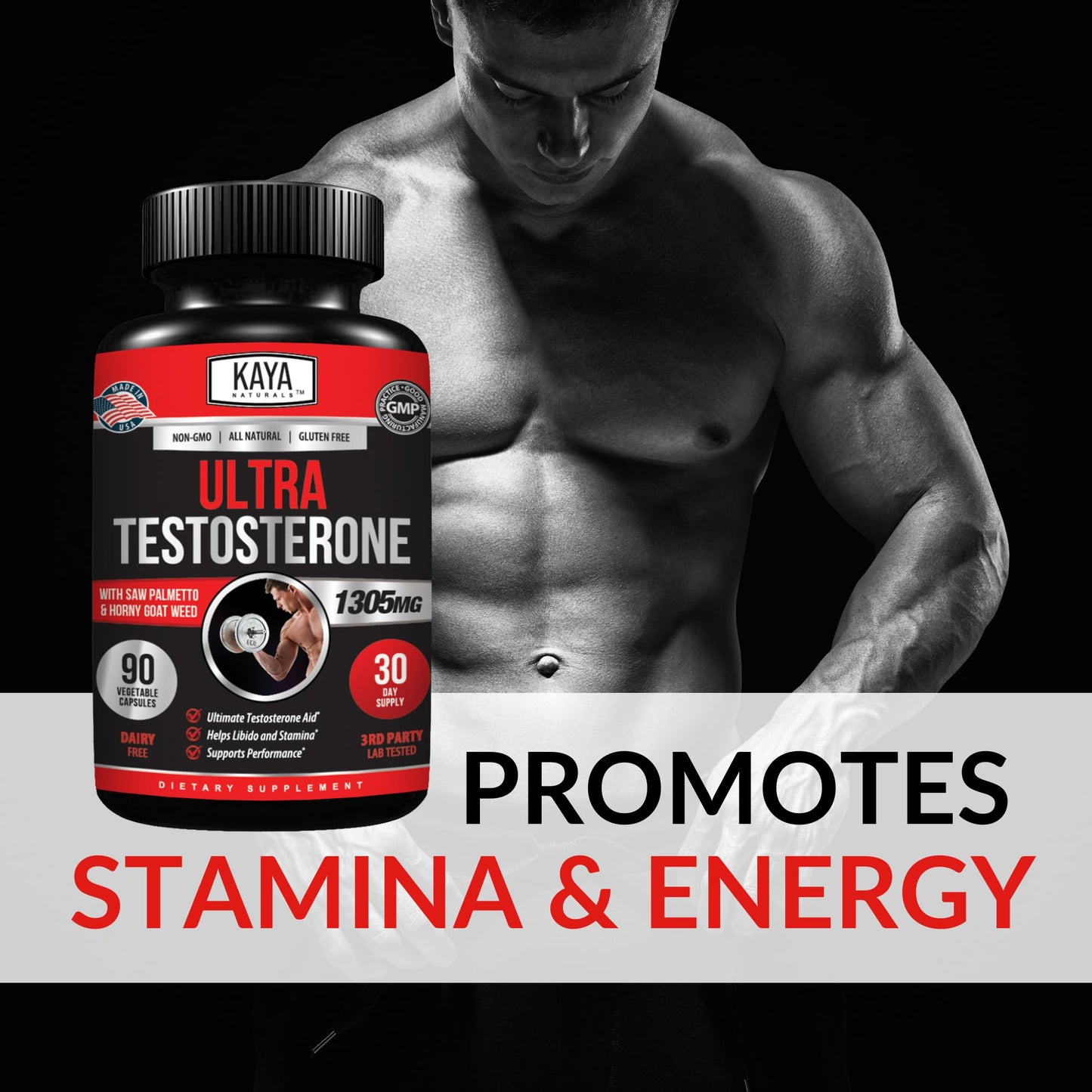 Kaya Naturals Ultra Testosterone - Men's Testosterone Booster Capsules, 90 Count