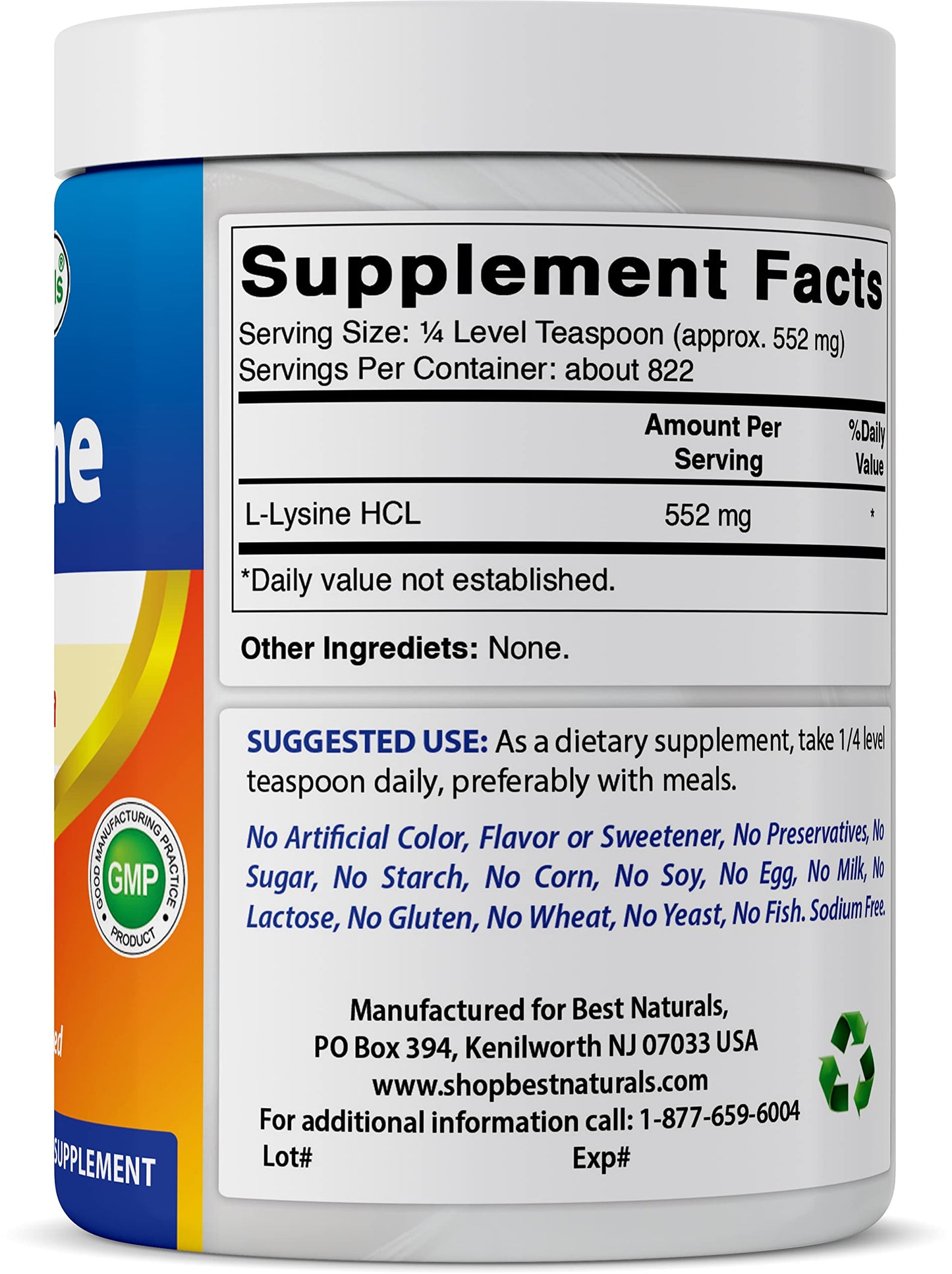 Best Naturals Lysine Powder 48