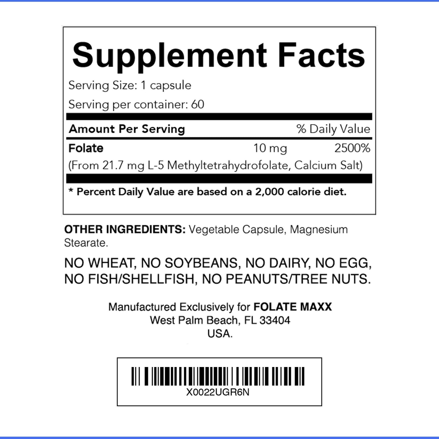 FOLATE MAXX L-Methylfolate 10 mg, 60 Capsules