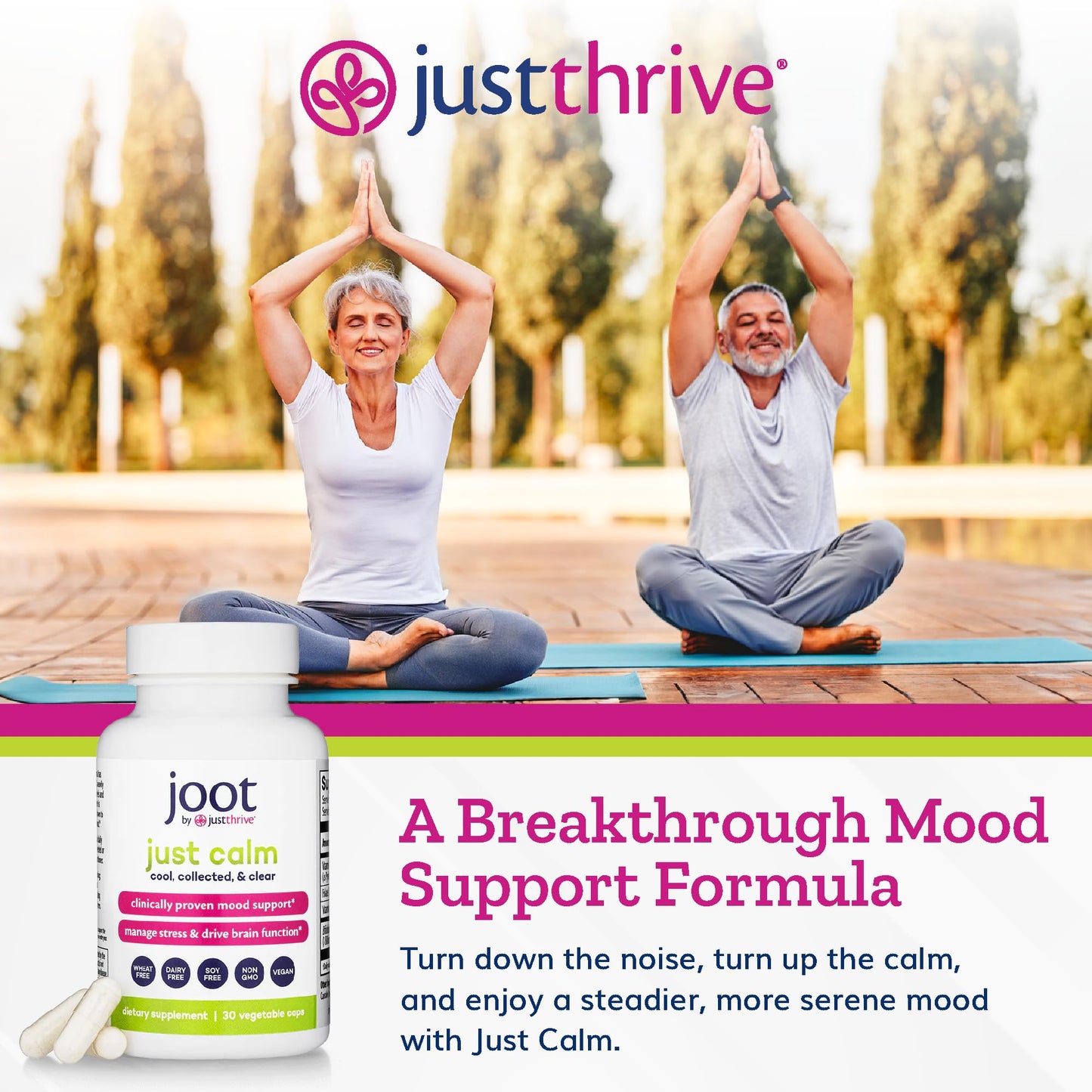 Just Thrive Just Calm Cortisol Manager Calming, Memory, and Mood Support Supplement 30 Capsules