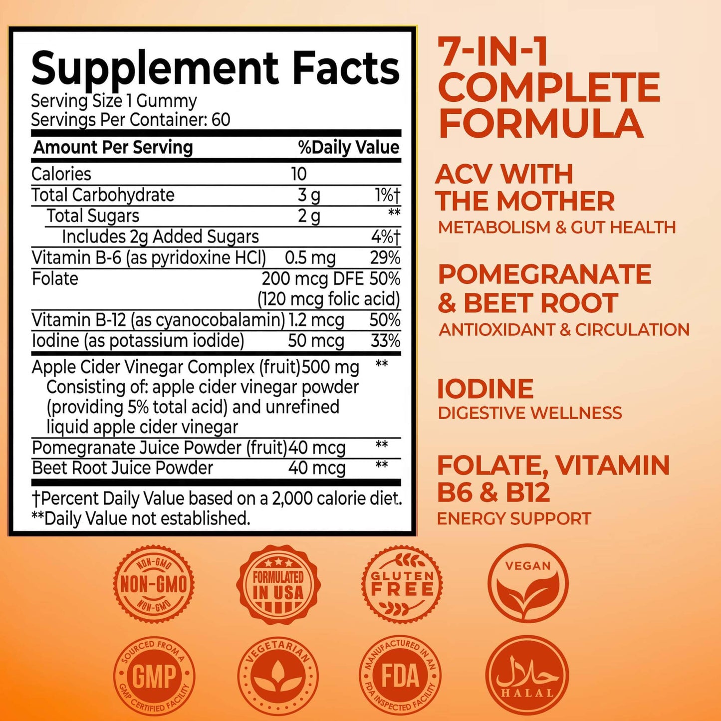 Prebiolume Apple Cider Vinegar Capsule 60 Count