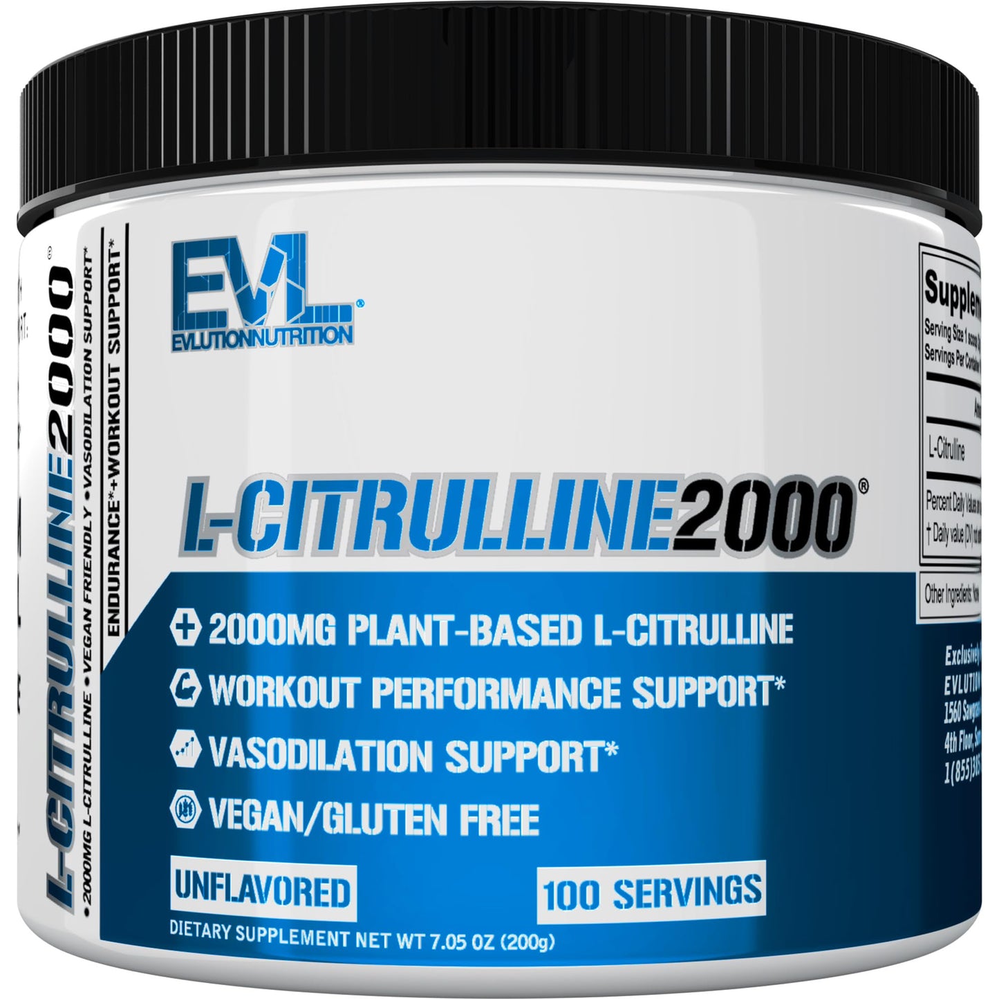 Evlution L-Citrulline2000 Nitric Oxide Pre Workout Powder, 7.05 Ounce