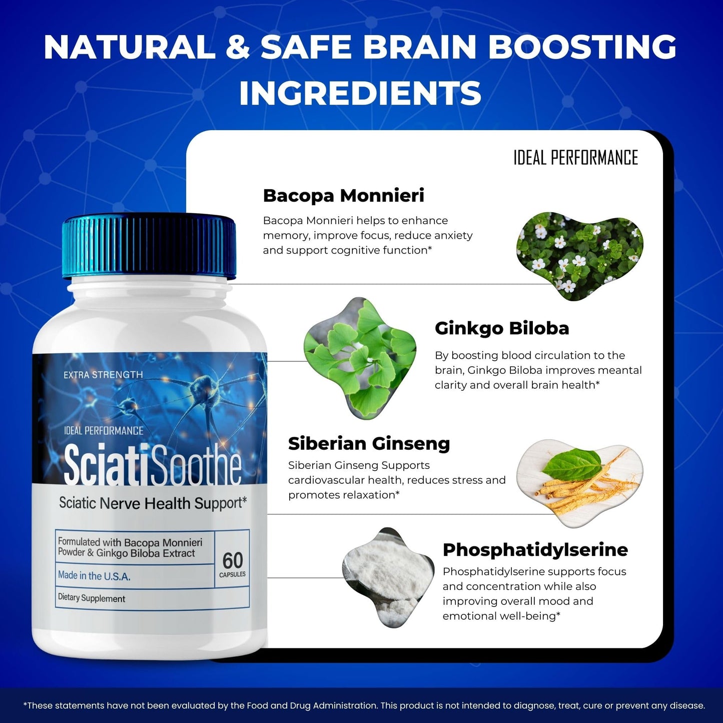 IDEAL PERFORMANCE SciatiSoothe for Sciatica Nerve Health Support Capsules 120 Count