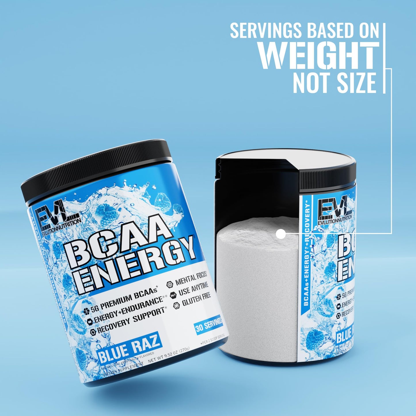 Evlution Replenishing BCAAs Powder, Grape and Blue Raz, 30 Servings Each