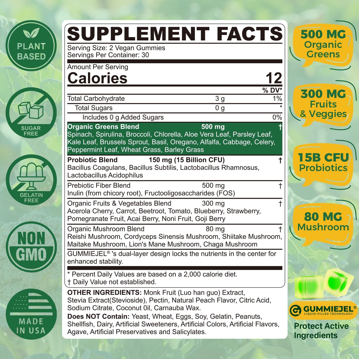 NEVISS Super Greens Gummies and Lutein Gummies, 120 Count