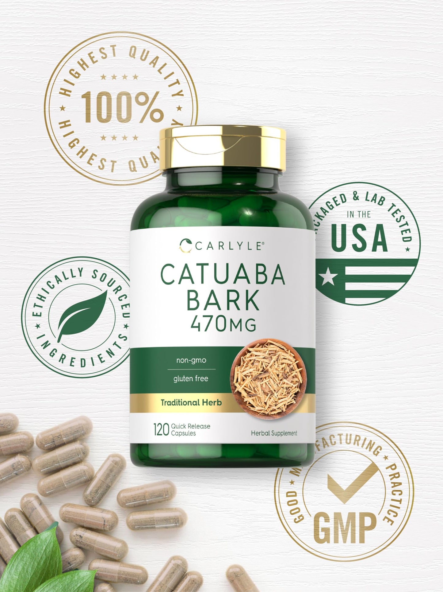 Carlyle Catuaba Bark Supplement 470mg 120 Capsules