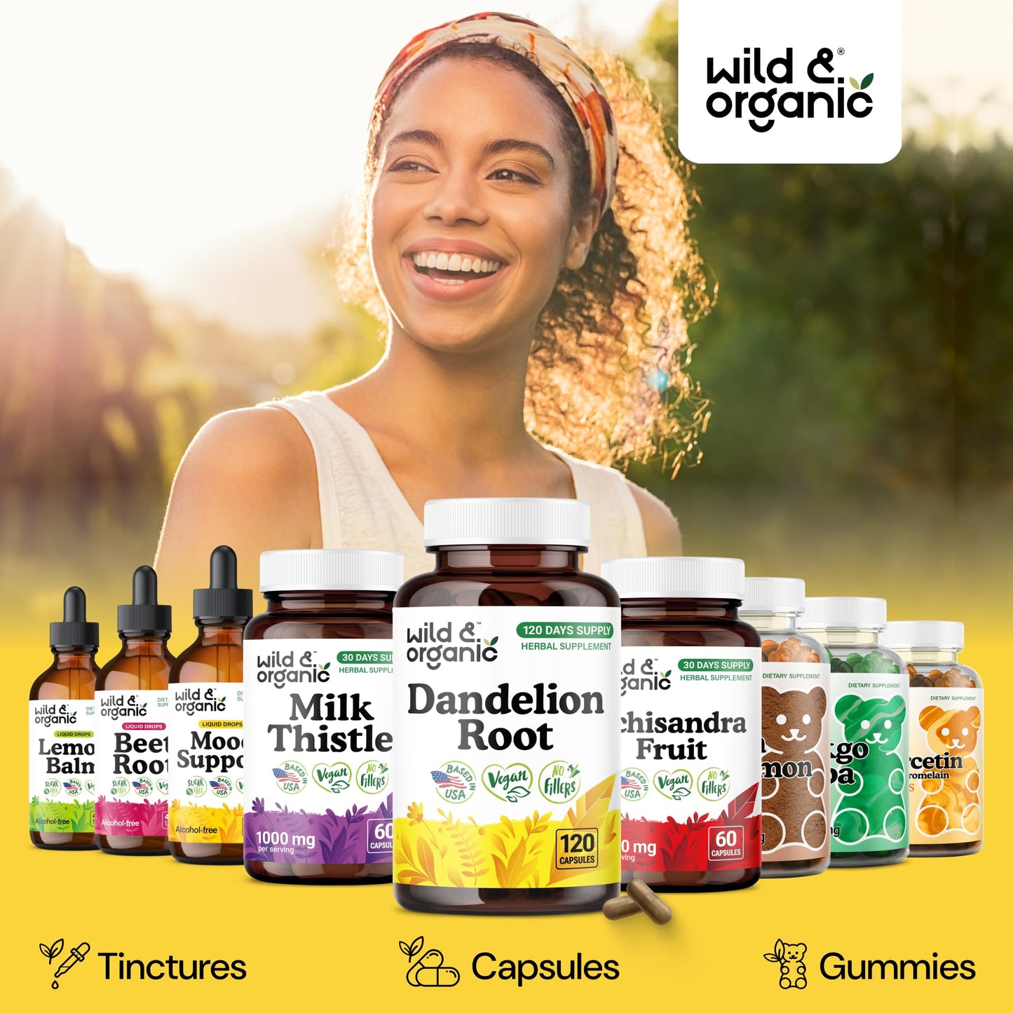 Wild & Organic Dandelion Root Capsules 120 Count