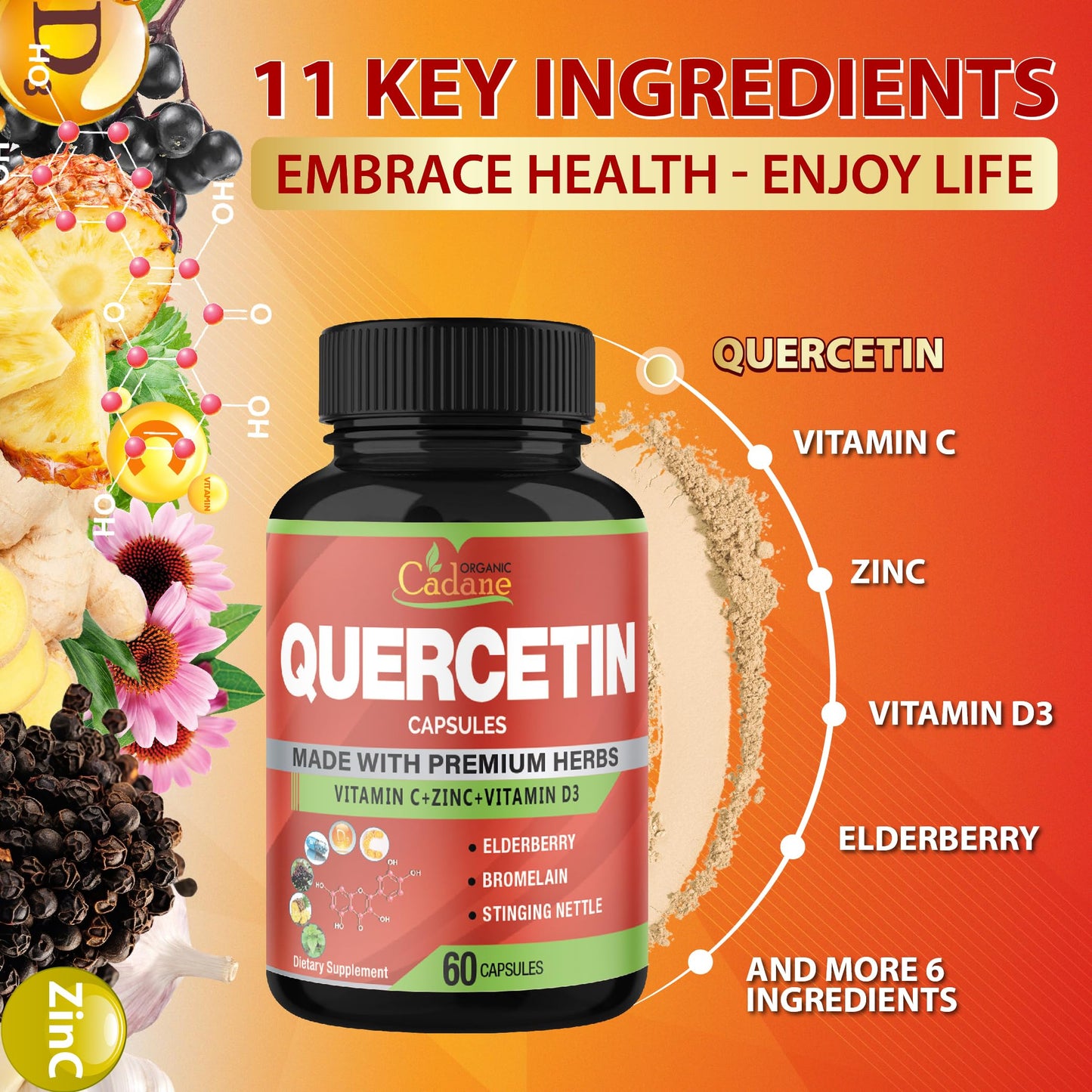 Organic Cadane Quercetin Extract Capsules 60 Capsules