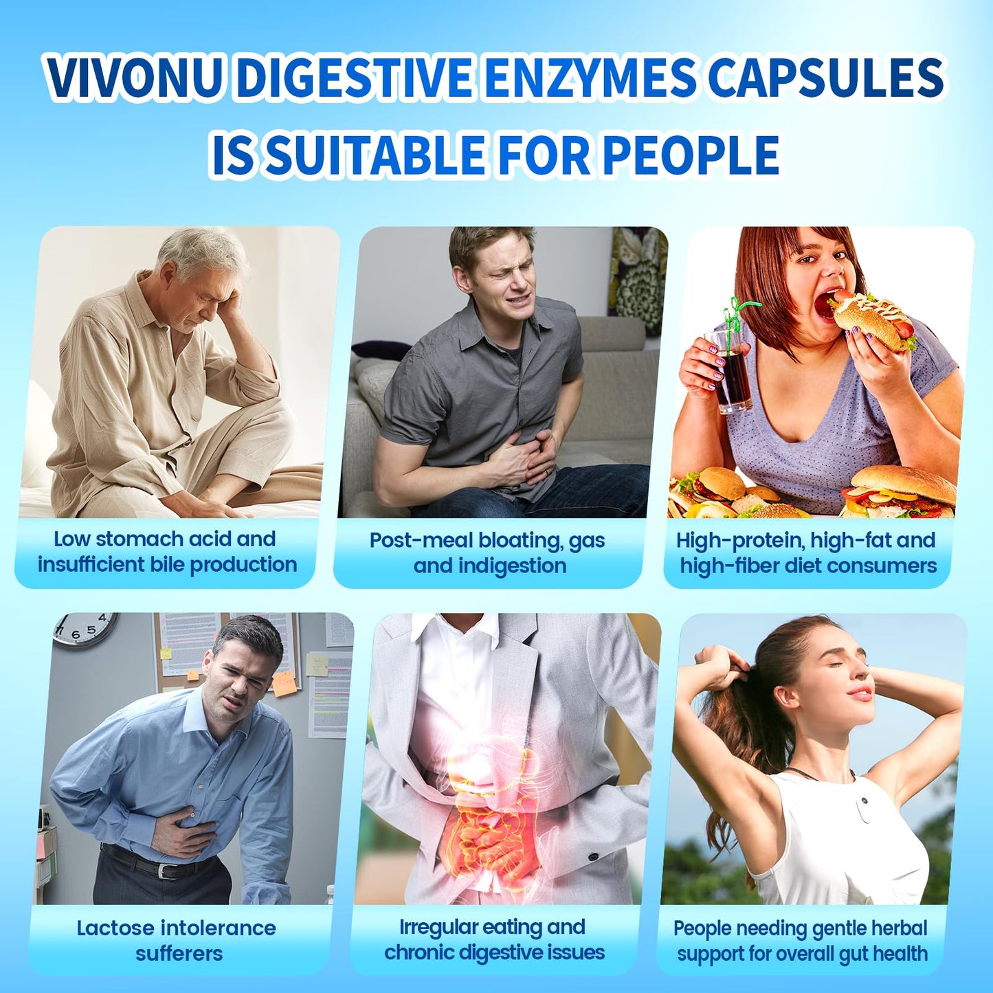 VivoNu Digestive Enzymes with Organic Prebiotics & Probiotics 180 Capsules