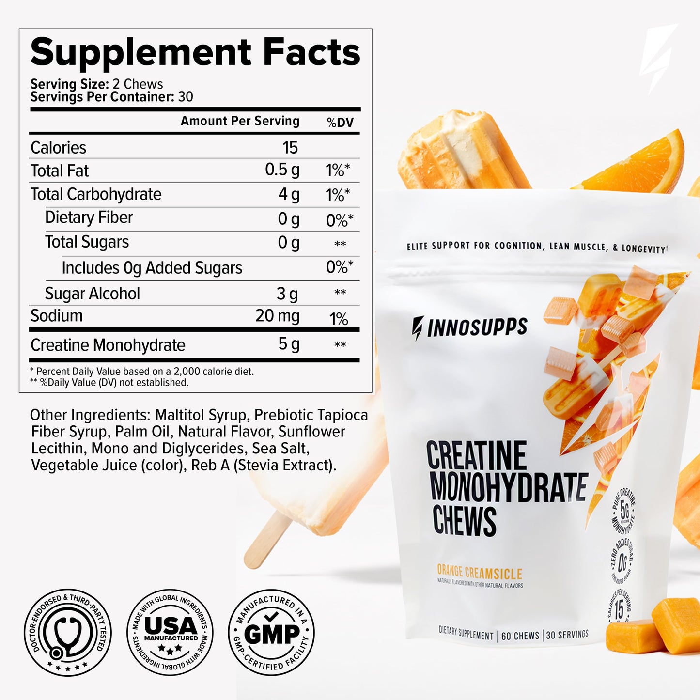 InnoSupps Creatine Monohydrate Chewables 60 Count