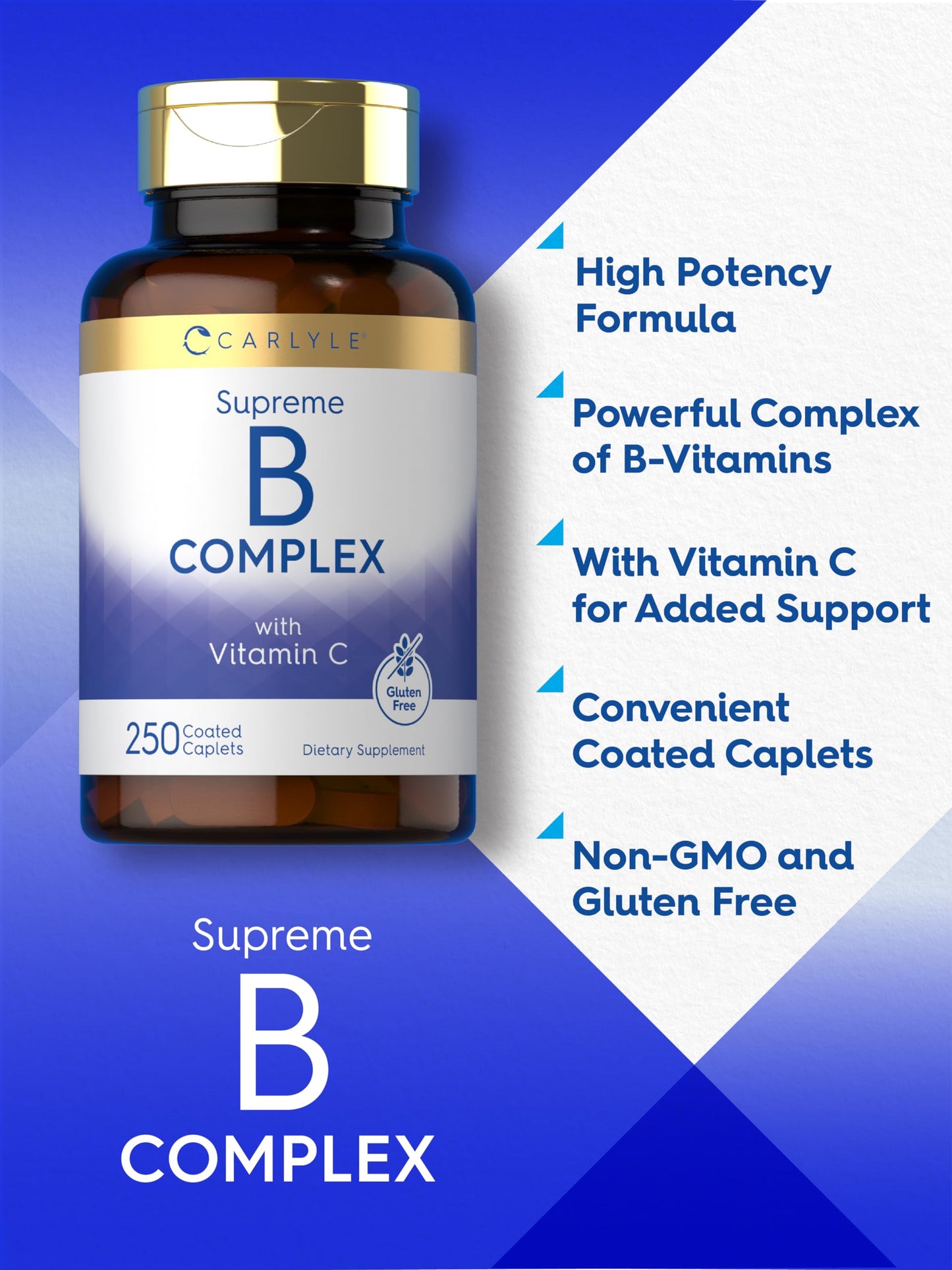 Carlyle Vitamin B Complex Vitamins Caplets, 250 Count