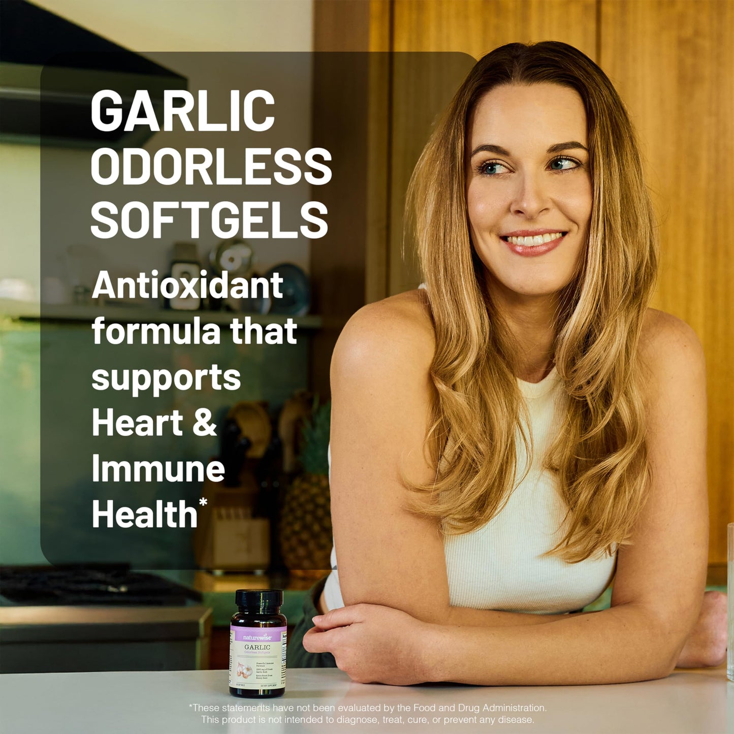 NatureWise Odorless Garlic Pills - with Royal Bee Jelly & Pollen 60 Softgels