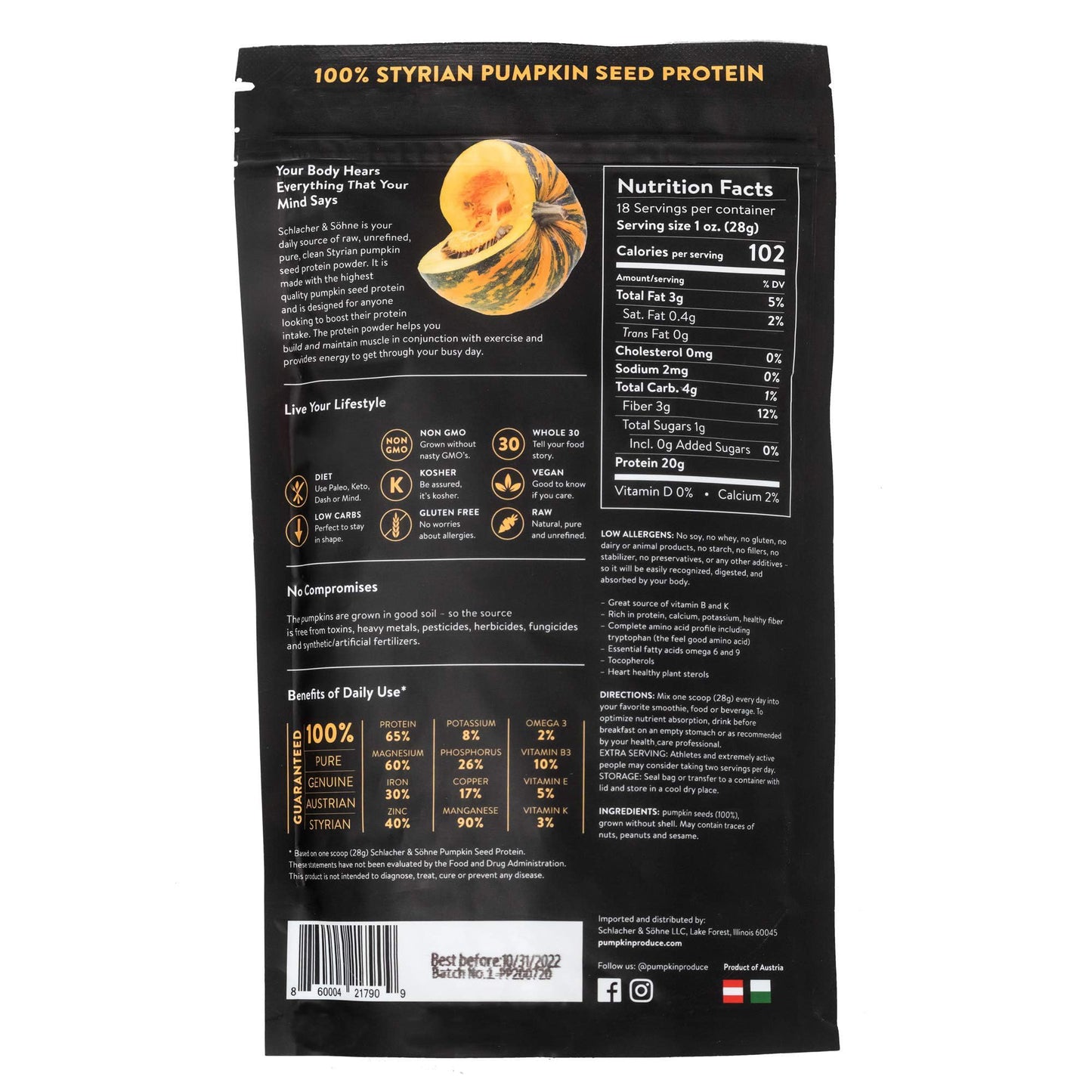 S SCHLACHER & SÖHNE SS 1889 Styrian Pumpkin Seed Protein Powder, 2 Pack