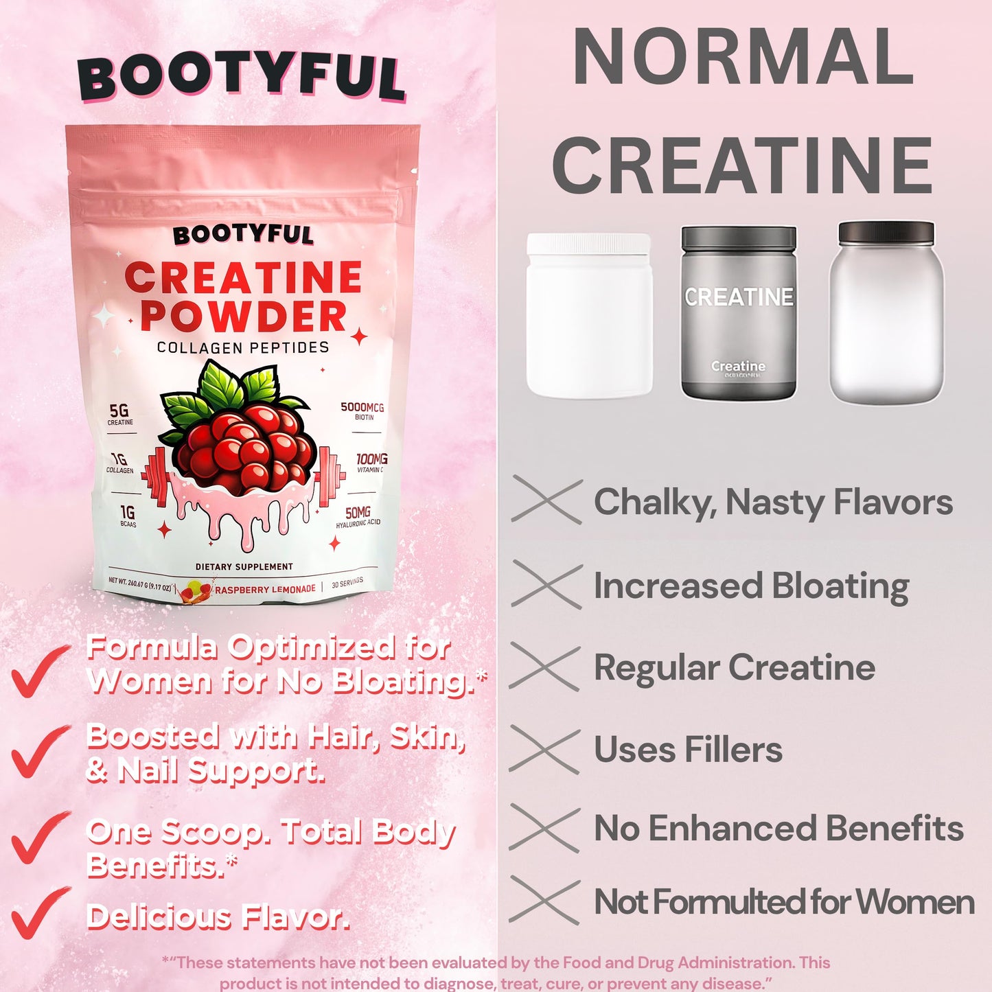 BOOTYFUL Creatine for Women Booty Builder Powder 9.17 Ounce