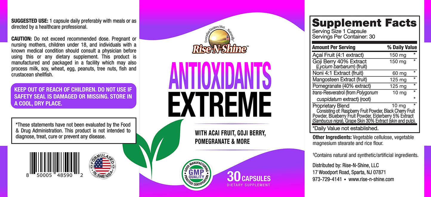Rise-N-Shine Antioxidants Extreme Supplement Capsule 30 Count