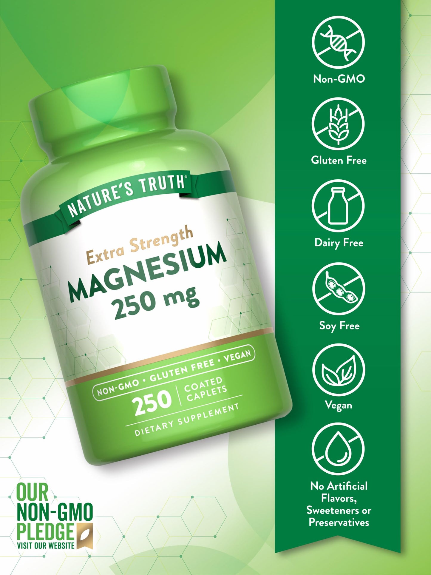 Nature's Truth Magnesium Caplets 250 mg 250 Count