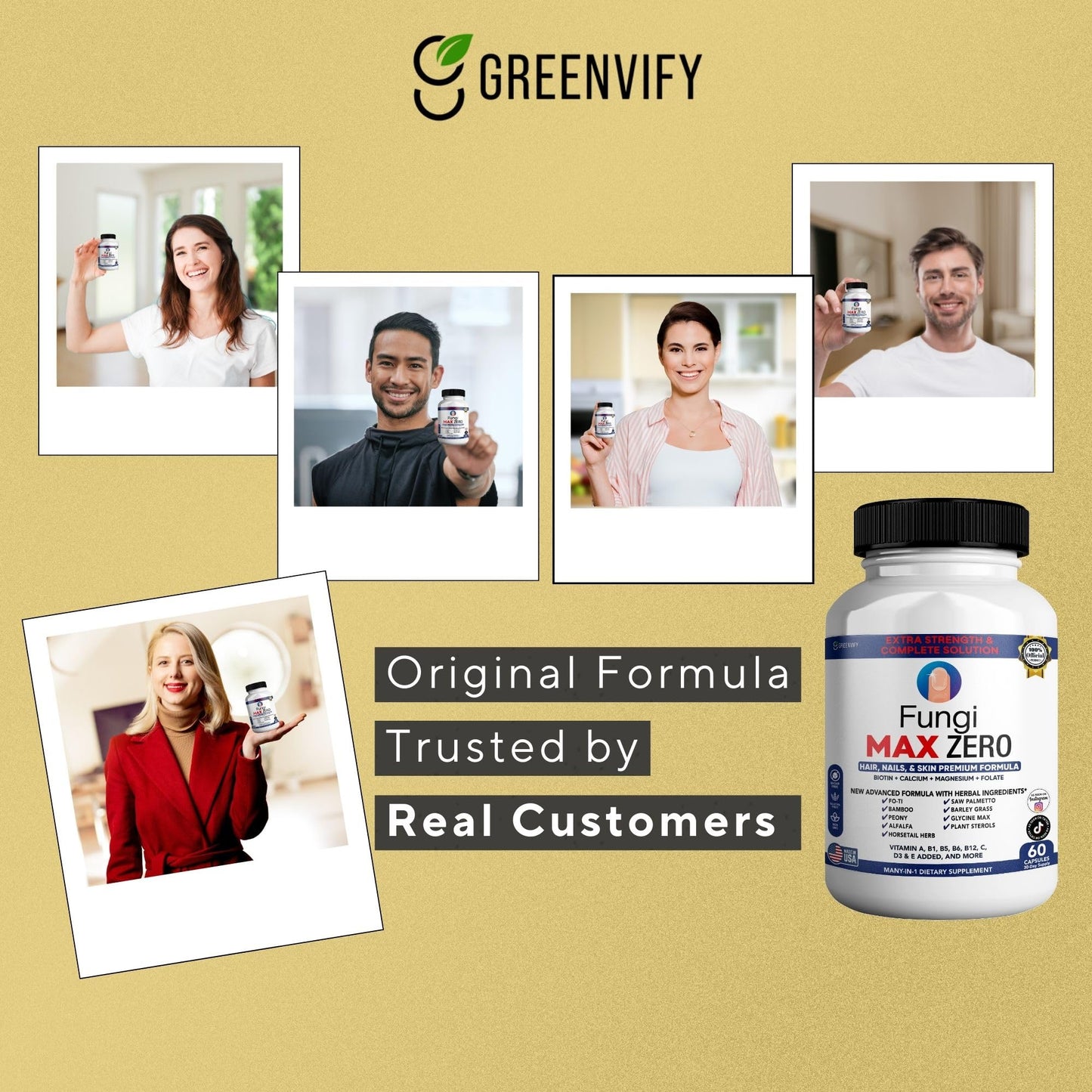 GREENVIFY Fungi Max Zero Hair, Nails & Skin Supplement 60 Capsules