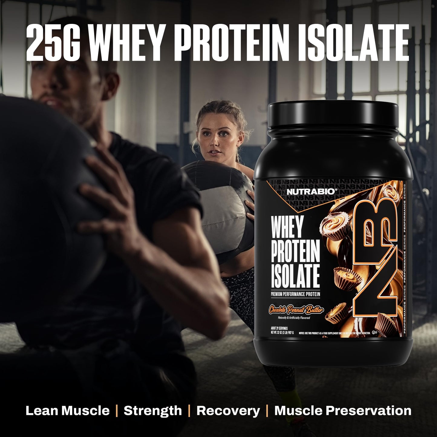 NutraBio 100% Whey Protein Isolate Protein Powder Alpine Vanilla, 2 Lb, 32 Servings