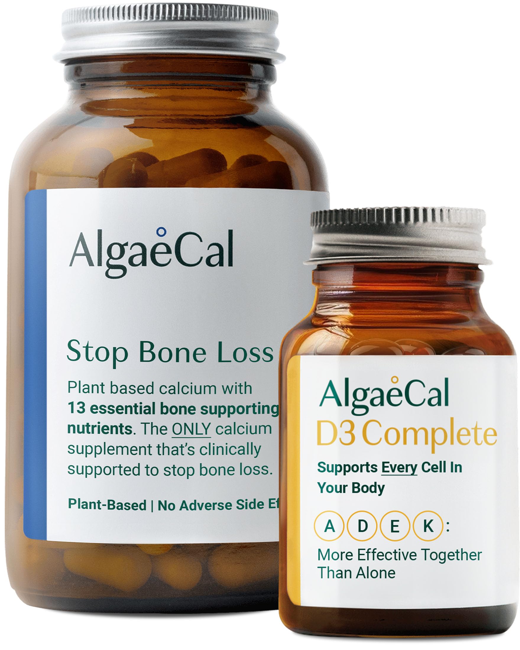 ALGAECAL Vitamin D3 Complete (1000 IU) + K2, Vitamin E, Vitamin A Plant-Based Calcium for Bone Support Capsules 150