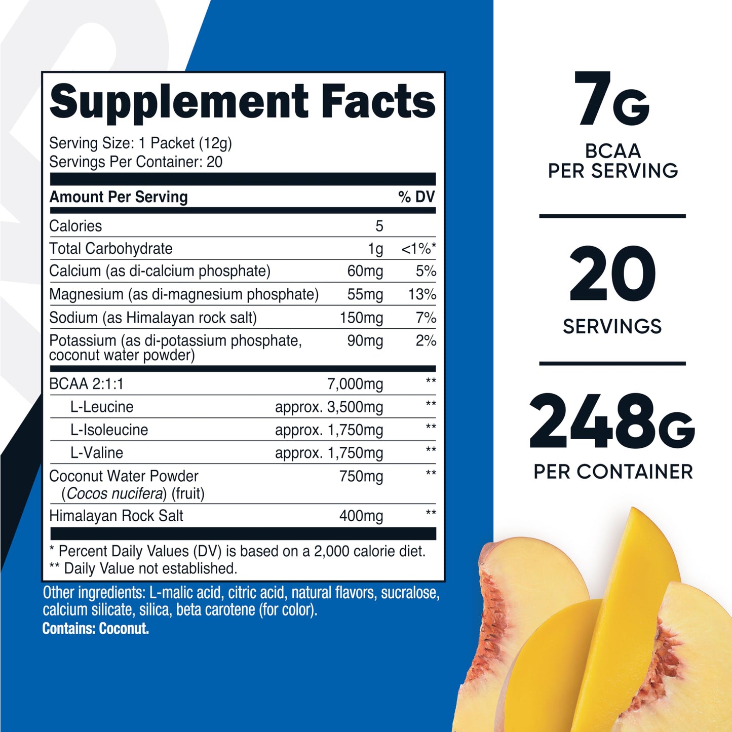 Nutricost BCAA+ Hydration Powder Peach Mango, 18