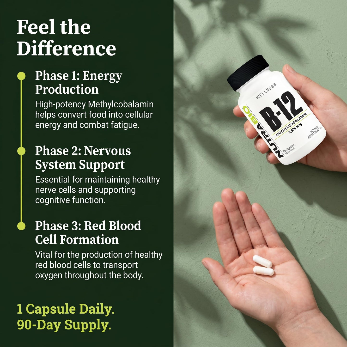 NutraBio Methyl B-12 Vitamin Supplement, 90 Vegetable Capsules