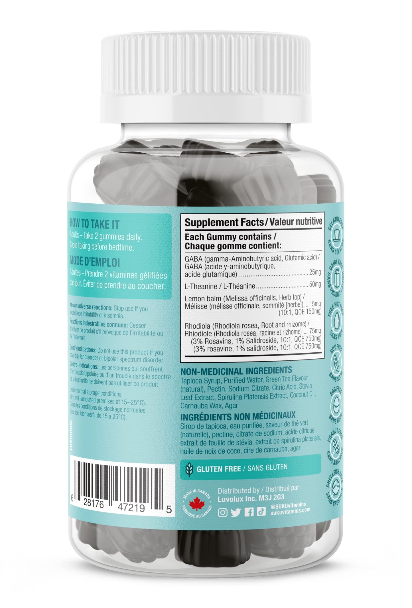 SUKU Buh Bye Stress Gummy Vitamins, 50 Count