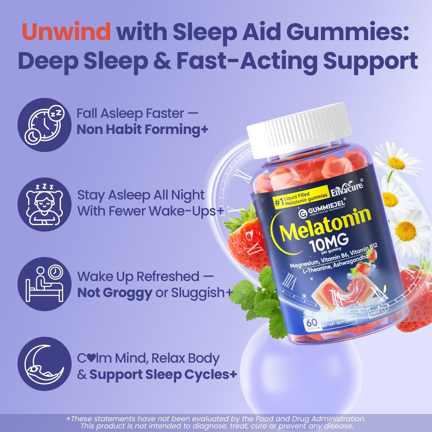 EnvyCure Melatonin Gummies 60 Count