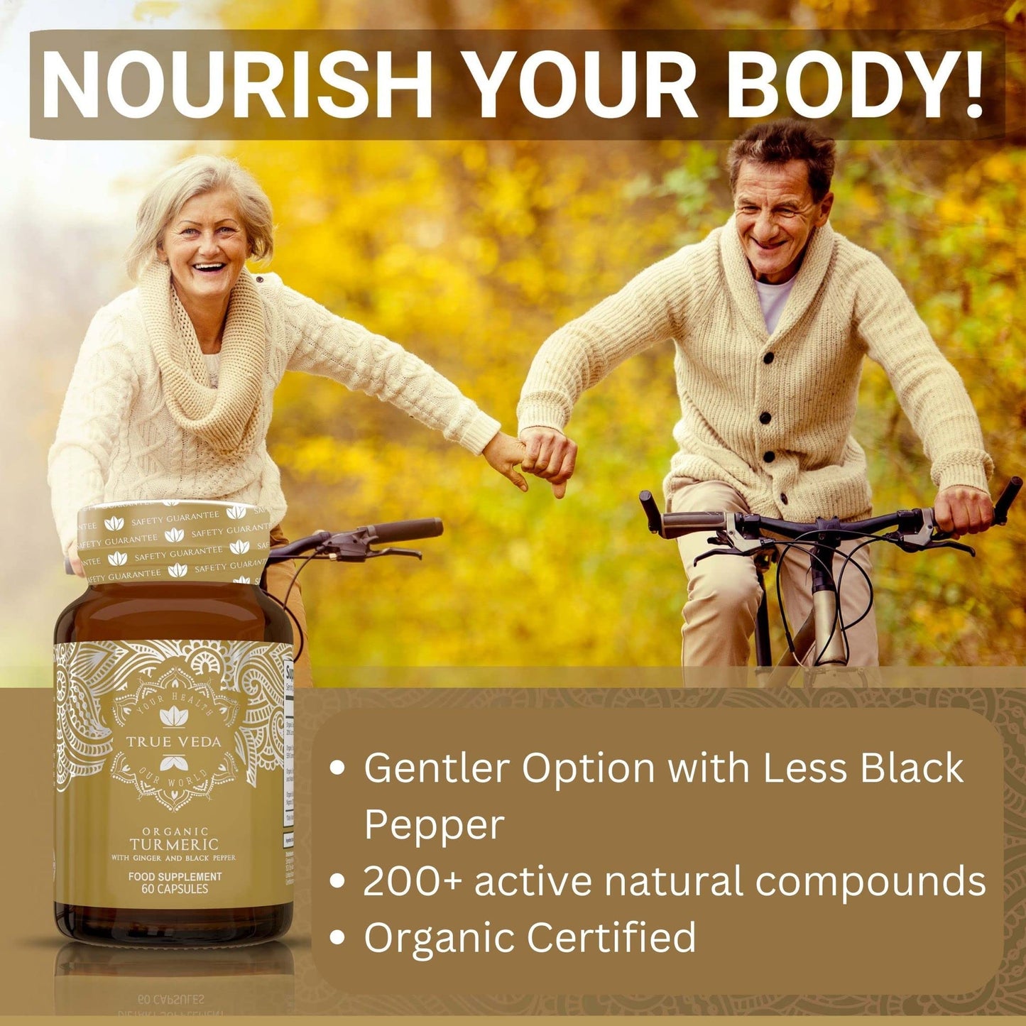 True Veda Turmeric Curcumin Supplement with Ginger and Black Pepper Capsules, 60 Count