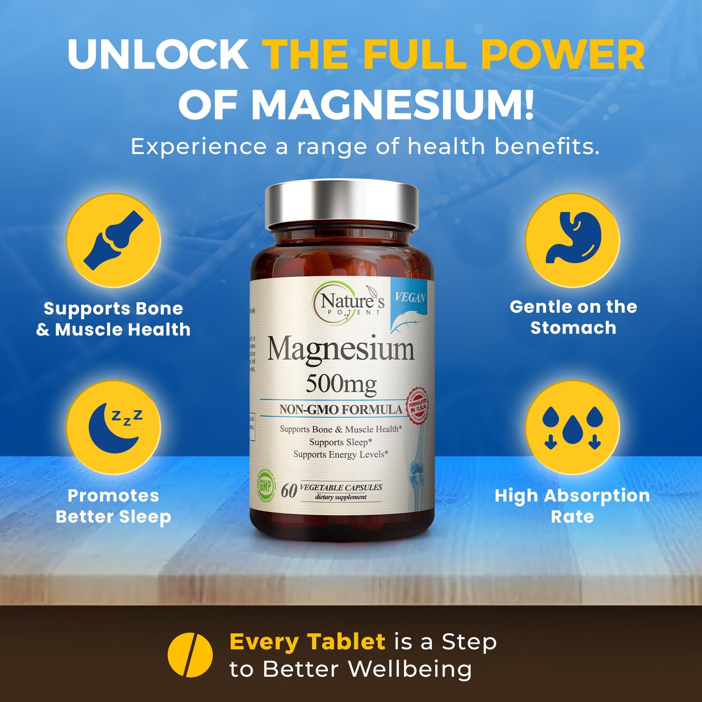 Nature's Potent Magnesium Supplements Capsules 60 Count