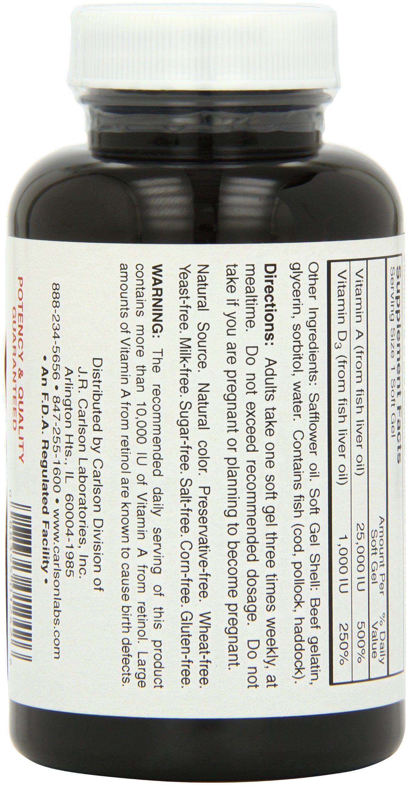 Carlson Vitamin A and D Softgels 250